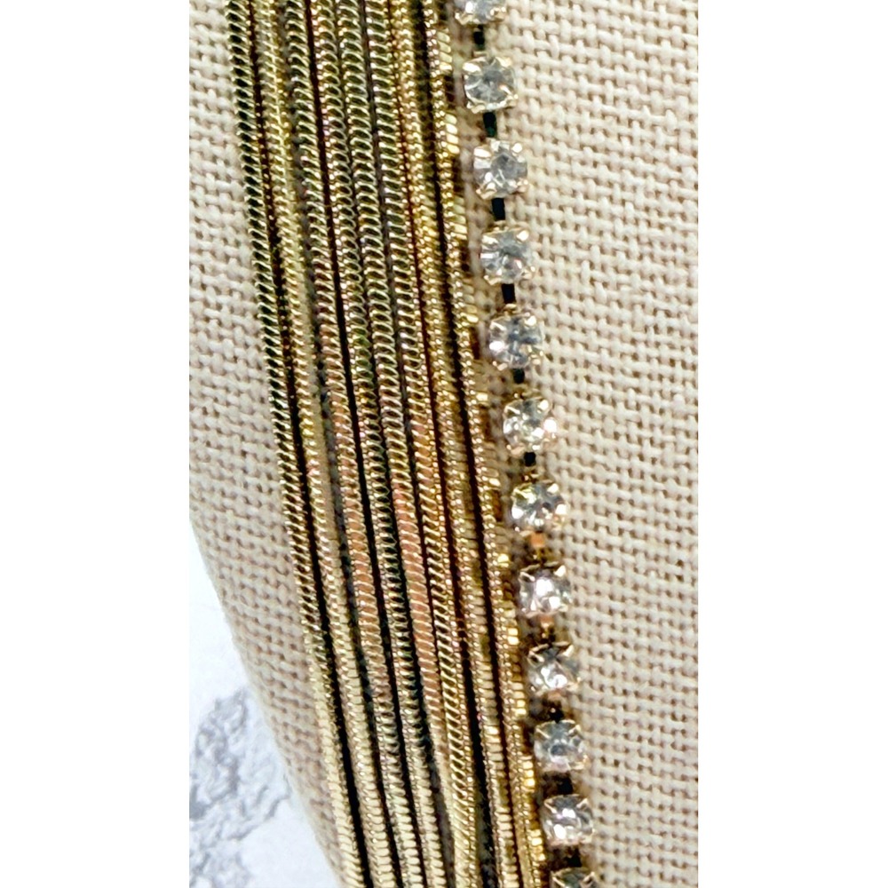 Ann Taylor Factory 9 Strand Gold Tone Rhinestone Necklace NWT 27 Inch - Picture 2 of 6